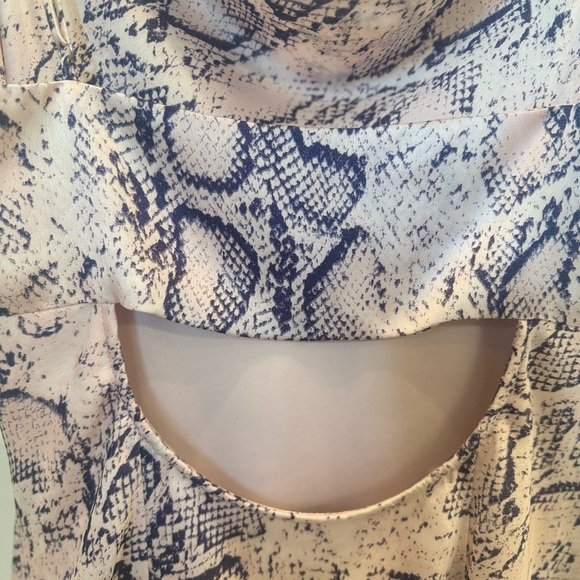 ‘A Love Like You’ M silk draped mini slipdress in unique pink w navy snake print - Picture 6 of 12